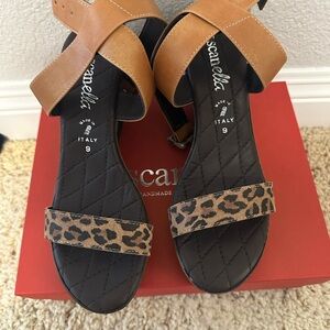 Women's Toscanella Tan and Leopard Sandals